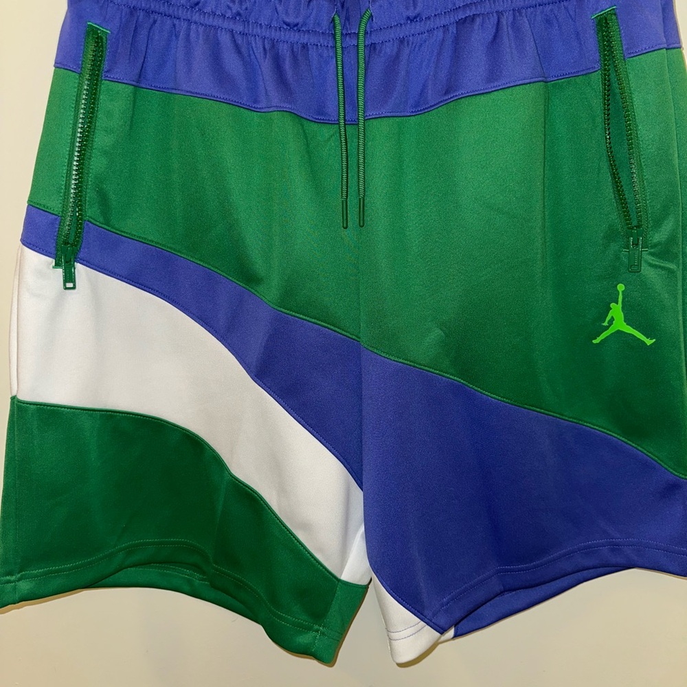 Jordan Athletic Green and Blue Color-Blocked Shorts